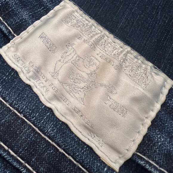 EUC [True Religion] Low-Rise <Becky> Boot Cut Blue Jeans + Rhinestones | 25 0 XS - Picture 12 of 16